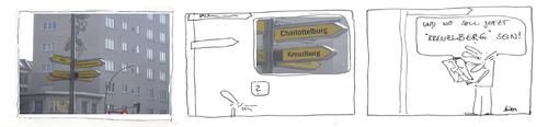 Cartoon: kreuzlberg und charlottelburg (medium) by kika tagged kreuzberg,charlottenburg,prenzlberg,prenzlauer,berg