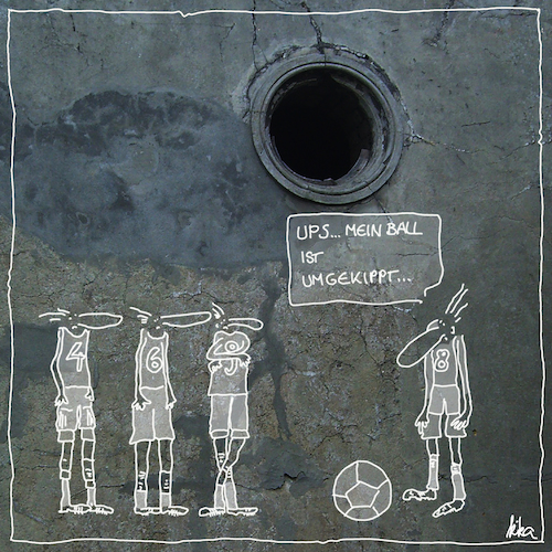 Cartoon: mein Ball ist umgekippt (medium) by kika tagged fussball,jugend,nachwuchs,liga,trainer,fussballtrainer,fussballmannschaft,wm,em,fussballtraining,fussballspiel,championsligue