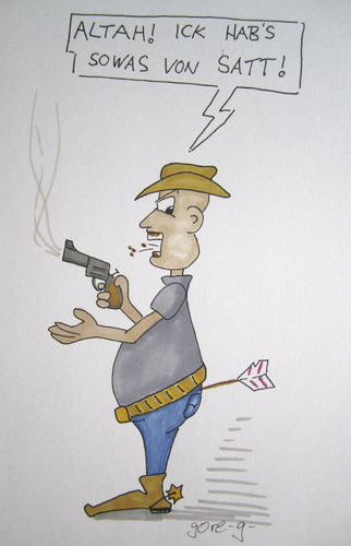 Cartoon: Damals im wilden Westen (medium) by gore-g tagged cowboy,indianer,pfeil,colt,schiessen,wilder,westen