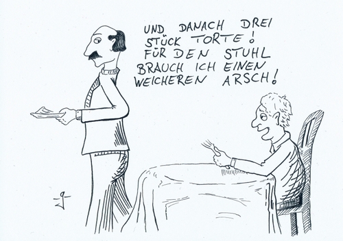 Cartoon: Torte (medium) by gore-g tagged arsch,torte,stuhl,restaurant