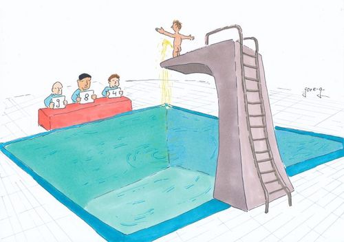Cartoon: Wassersport (medium) by gore-g tagged wasser,sommer,schwimmbecken,turmspringen,pinkeln