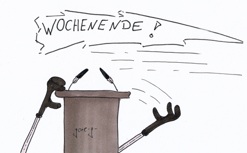 Cartoon: Wochenende (medium) by gore-g tagged wochenende,mutti,merkel,angela,krücken,bundestag