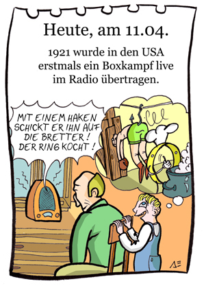 Cartoon: 11.April (medium) by chronicartoons tagged radio,boxen,boxkampf,sport