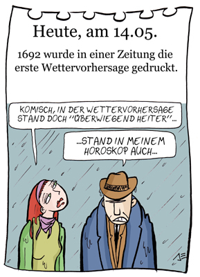 Cartoon: 14. Mai (medium) by chronicartoons tagged wettervorhersage,horoskop,wetter,regen,cartoon