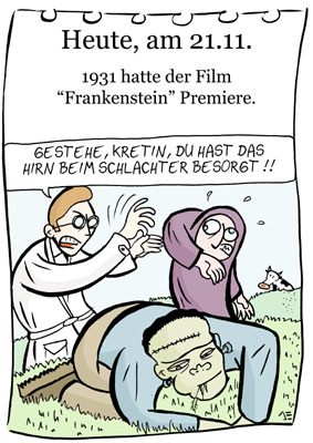 Cartoon: 21. November (medium) by chronicartoons tagged frankenstein,cartoon