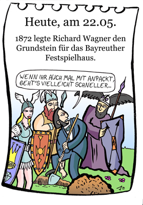 Cartoon: 22.Mai (medium) by chronicartoons tagged bayreuth,wagner,nibelungen,walküre,klassik,cartoon
