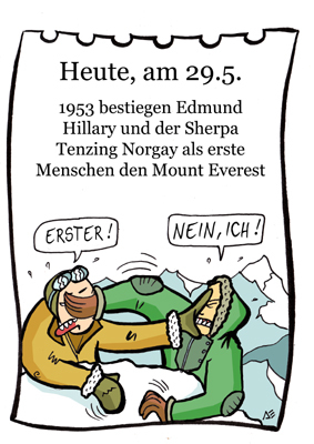 Cartoon: 29. Mai (medium) by chronicartoons tagged everest,berg,bergsteiger,hillary,norgay,cartoon