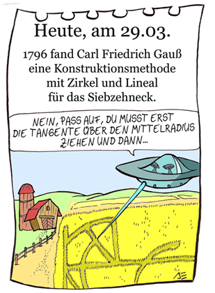 Cartoon: 29.März (medium) by chronicartoons tagged gauß,17wck,alien,kornkreise,chronicartoons,mathematik