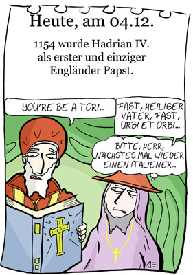 Cartoon: 4. Dezember (medium) by chronicartoons tagged papst,hadrian,katholische,kirche,cartoon