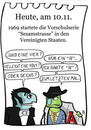 Cartoon: 10. November (small) by chronicartoons tagged sesamstrasse,sesamestreet,graf,zahl,schlehmil,ernie,bert,cartoon