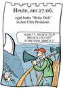 Cartoon: 27. Juni (small) by chronicartoons tagged melville ahab ismael starbuck weißer hai shark moby dick film cartoon