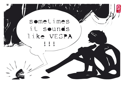 Cartoon: sometimes it sound like vespa!-2 (medium) by zenundsenf tagged vespa,sound,zenf,zensenf,zenundsenf,walter,andi