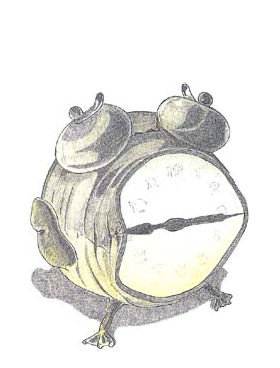 Cartoon: clock frog - uhrfrosch (medium) by zenundsenf tagged frosch,uhr,frog,clock,zenf,zensenf,zenundsenf,walter,andi