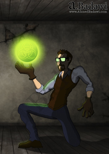 Cartoon: Radiant Notion (medium) by Abe tagged idea,inspire,glasses,green,scientest,gloves,brown,toon,cartoon,hope