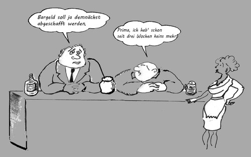 Cartoon: Neulich am Tresen (medium) by arno tagged geld,bargeldlos,zahlen