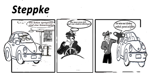 Cartoon: Steppke und das teure Benzin (medium) by arno tagged tankstelle,benzin