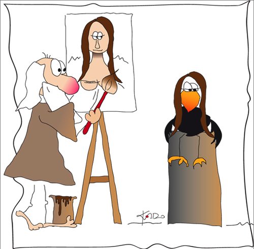 Cartoon: Die Entstehung der Mona Lisa (medium) by KADO tagged graz,styria,austria,kalcher,dominika,illustration,spass,humor,comic,cartoon,kadocartoons,kado