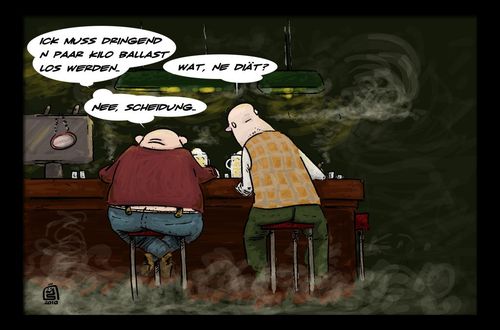 Cartoon: Ballast (medium) by Herr Schreiber tagged diät,scheidung,kneipe,missverständnis,beziehung