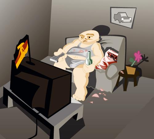 Cartoon: Prekariat (medium) by brazil80 tagged faul,tv,couch,fat,man,