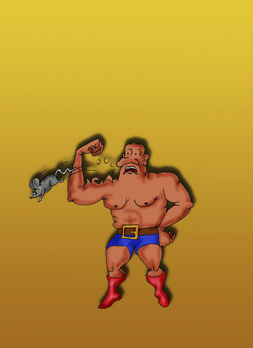 Cartoon: bodybuilder (medium) by janjicveselin tagged bodybuilder,sport,muscle,mouse,inflated,explosion