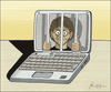 Cartoon: Press Enter to release... (small) by badham tagged computer,art,crisis,man,prison,notebook,labtop,new,media,badham,internet
