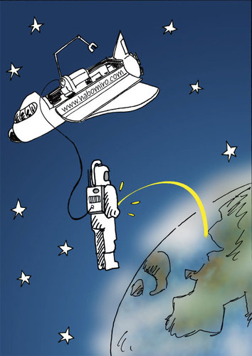 Cartoon: Astronaut (medium) by Habomiro tagged habomiro,weltraum,space,shuttle,pinkeln