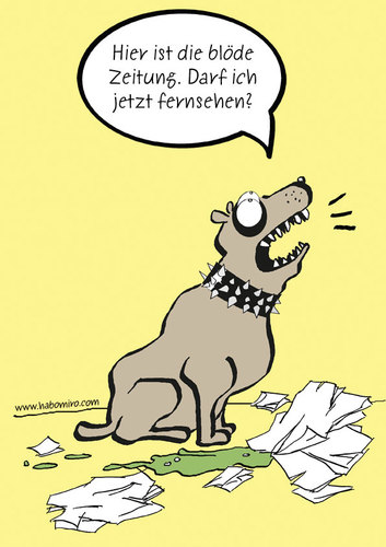 Cartoon: Zeitungshund (medium) by Habomiro tagged habomiro,hund,zeitung,fernsehen