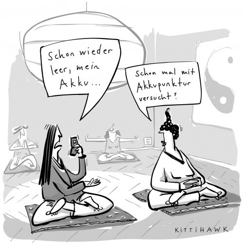 Cartoon: akku (medium) by kittihawk tagged handy,mobile,akupunktur