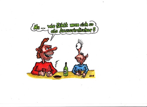 Cartoon: Ausserirdische (medium) by noh tagged norbert,heugel,noh,aelziv,ausserirdische,alien