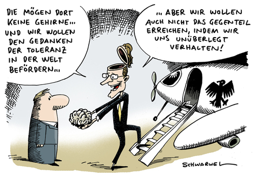 Cartoon: Guido reist für Toleranz (medium) by Schwarwel tagged guido,westerwelle,fdp,politik,toleranz,reise,karikatur,schwarwel