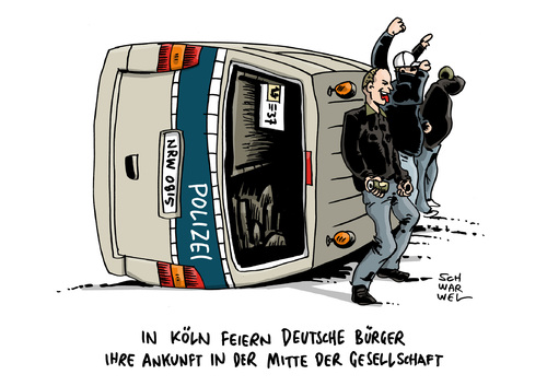 Cartoon: Hooligan-Randale in Köln (medium) by Schwarwel tagged hooligan,randale,köln,salafisten,randalierer,rechtsextreme,karikatur,schwarwel,hooligan,randale,köln,salafisten,randalierer,rechtsextreme,karikatur,schwarwel