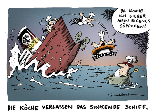 Cartoon: Koch tritt zurück (medium) by Schwarwel tagged ministerpräsident,roland,koch,rücktritt,hessen,cdu,politiker,schwarzgeld,affäre,unterschriften,kampagne,sparwut,macht,karikatur,schwarwel
