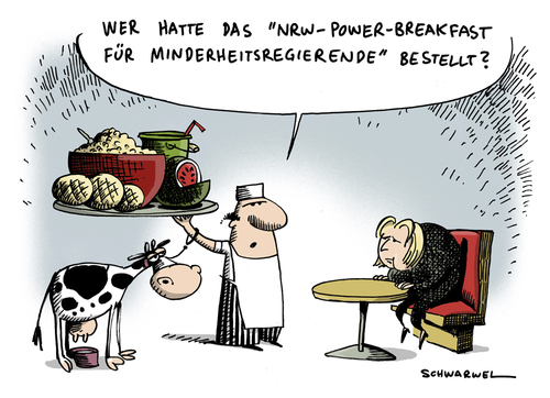 Cartoon: NRW Power Breakfast (medium) by Schwarwel tagged nrw,power,breakfast,minderheitsregierung,angela,merkel,regierung,deutschland,krise,koalition,karikatur,schwarwel