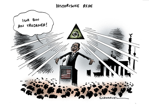 Cartoon: Obama Berlin Historische Rede (medium) by Schwarwel tagged obama,berlin,historische,rede,karikatur,schwarwel,obama,berlin,historische,rede,karikatur,schwarwel