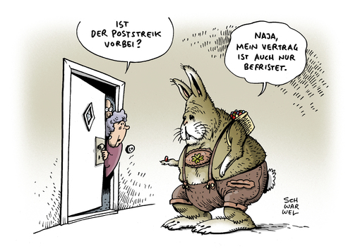 Cartoon: Post Streik Ostern (medium) by Schwarwel tagged post,streik,ostern,ostergrüße,osterhase,karikatur,schwarwel,post,streik,ostern,ostergrüße,osterhase,karikatur,schwarwel