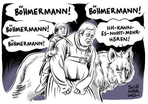 Cartoon: Schmägedicht Böhmermann (medium) by Schwarwel tagged schmähgedicht,streit,böhmermann,erdogan,satire,einstweilige,verfügung,game,of,thrones,wolf,gericht,karikatur,schwarwel,schmähgedicht,streit,böhmermann,erdogan,satire,einstweilige,verfügung,game,of,thrones,wolf,gericht,karikatur,schwarwel