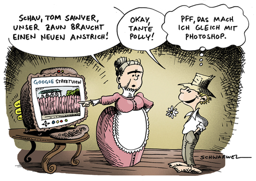 Cartoon: Tom Sawyers ganz neue Abenteuer (medium) by Schwarwel tagged google,streetview,tom,sawyer,abenteuer,karikatur,schwarwel