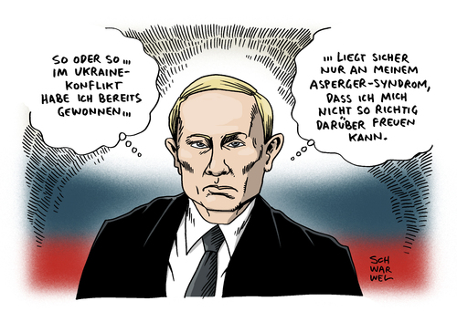 Cartoon: Ukraine Krise Putin Asperger (medium) by Schwarwel tagged ukraine,krise,putin,akte,asperger,syndrom,amerikanische,medien,karikatur,schwarwel,ukraine,krise,putin,akte,asperger,syndrom,amerikanische,medien,karikatur,schwarwel