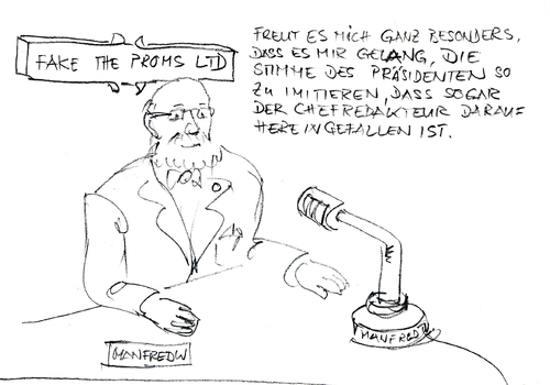 Cartoon: Fake (medium) by manfredw tagged manfredtv,dieckmann,chefredakteur,fake,imitation,wulff,bundespräsident