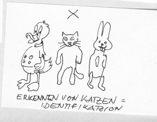 Cartoon: Katzenlexikon (medium) by manfredw tagged ente,hase,katze,identifikation