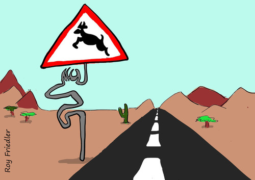 Cartoon: deer sign (medium) by roy friedler tagged sign,deer,accident
