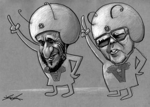 Cartoon: 2 ATOMIC ANTS (medium) by KARKA tagged ahmedineyad,kim,jong,ii