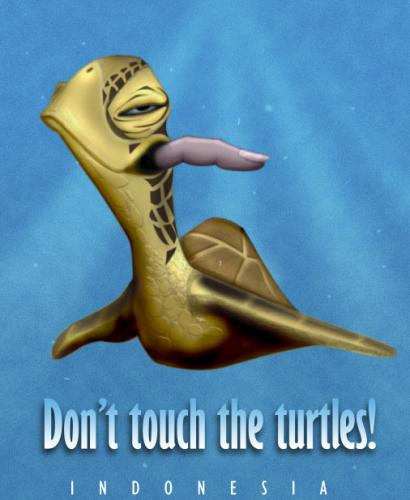 Cartoon: Do not touch the turtle (medium) by tinotoons tagged turtle,sea,finger,ecology,