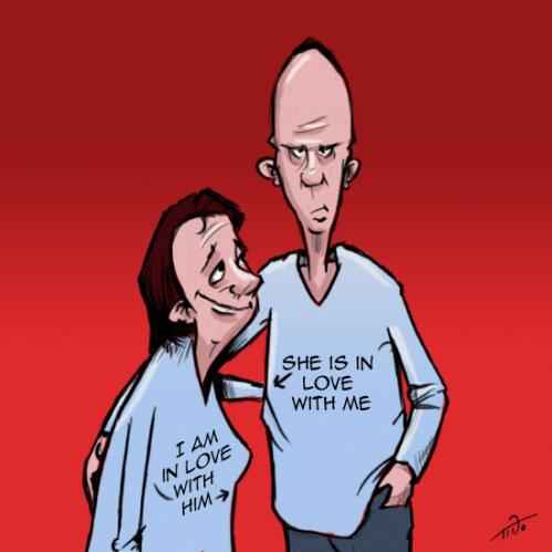 Cartoon: T shirts for lovers (medium) by tinotoons tagged love,