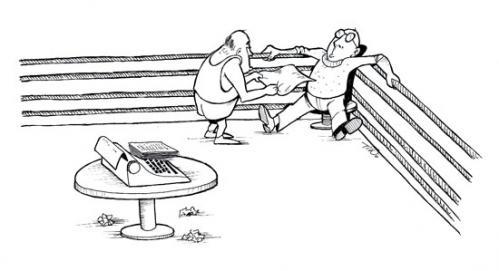 Cartoon: Writer (medium) by tinotoons tagged writer,bloger,box,fight,
