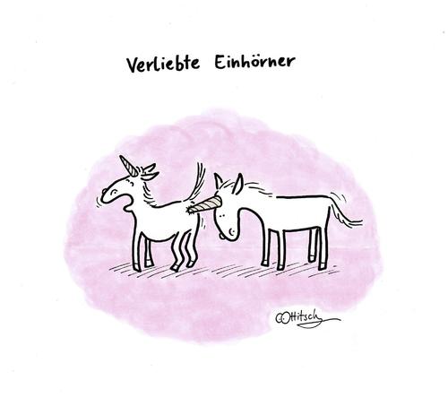Cartoon: Verliebte Einhörner (medium) by Ottitsch tagged erotik,rendezvous,liebe,verliebt,einhörner,einhorn,horn,sinnlich,rosa,ausgestorben