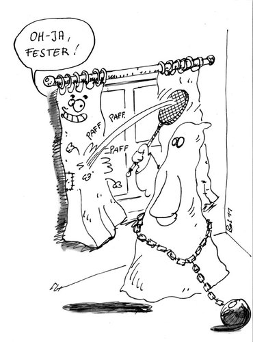 Cartoon: Gespenstergeschichte (medium) by bob tagged geister,gespenster,vorhang,schlagen,spank,spanking,bob,cartoon,hack