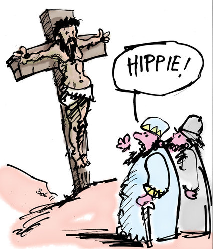 Cartoon: Hippie (medium) by bob tagged rumhängen,hippie,hack,bob,kreuzigung,christus,jesus