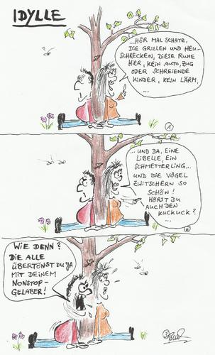Cartoon: Idylle (medium) by Busch Cartoons tagged romantik,idylle,frau,mann,beziehung