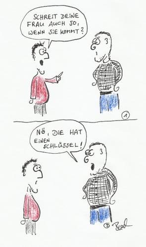 Cartoon: Schrei (medium) by Busch Cartoons tagged chef,schrei,frau,kommen,schlüssel